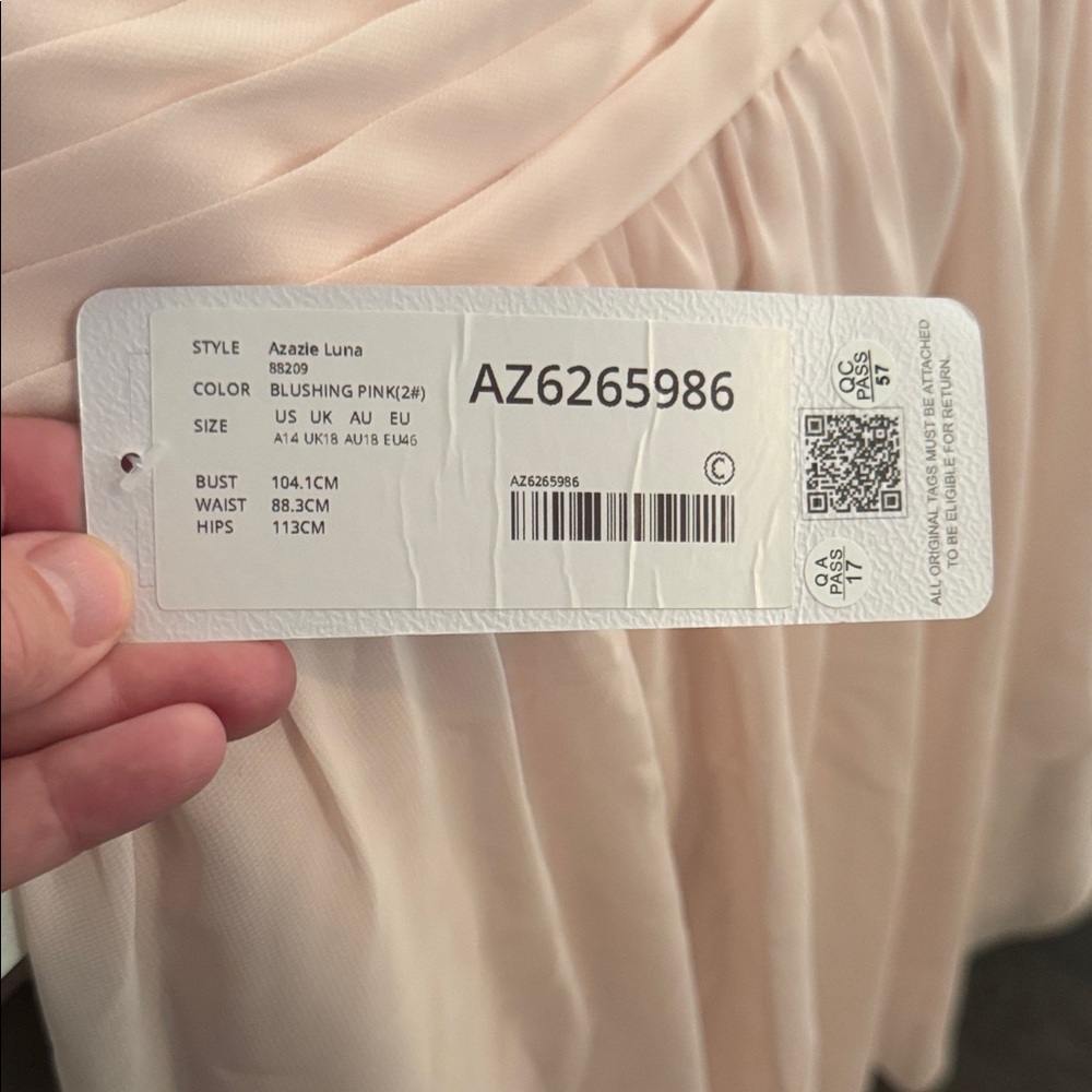 Azazie Blushing Pink Wedding Dress